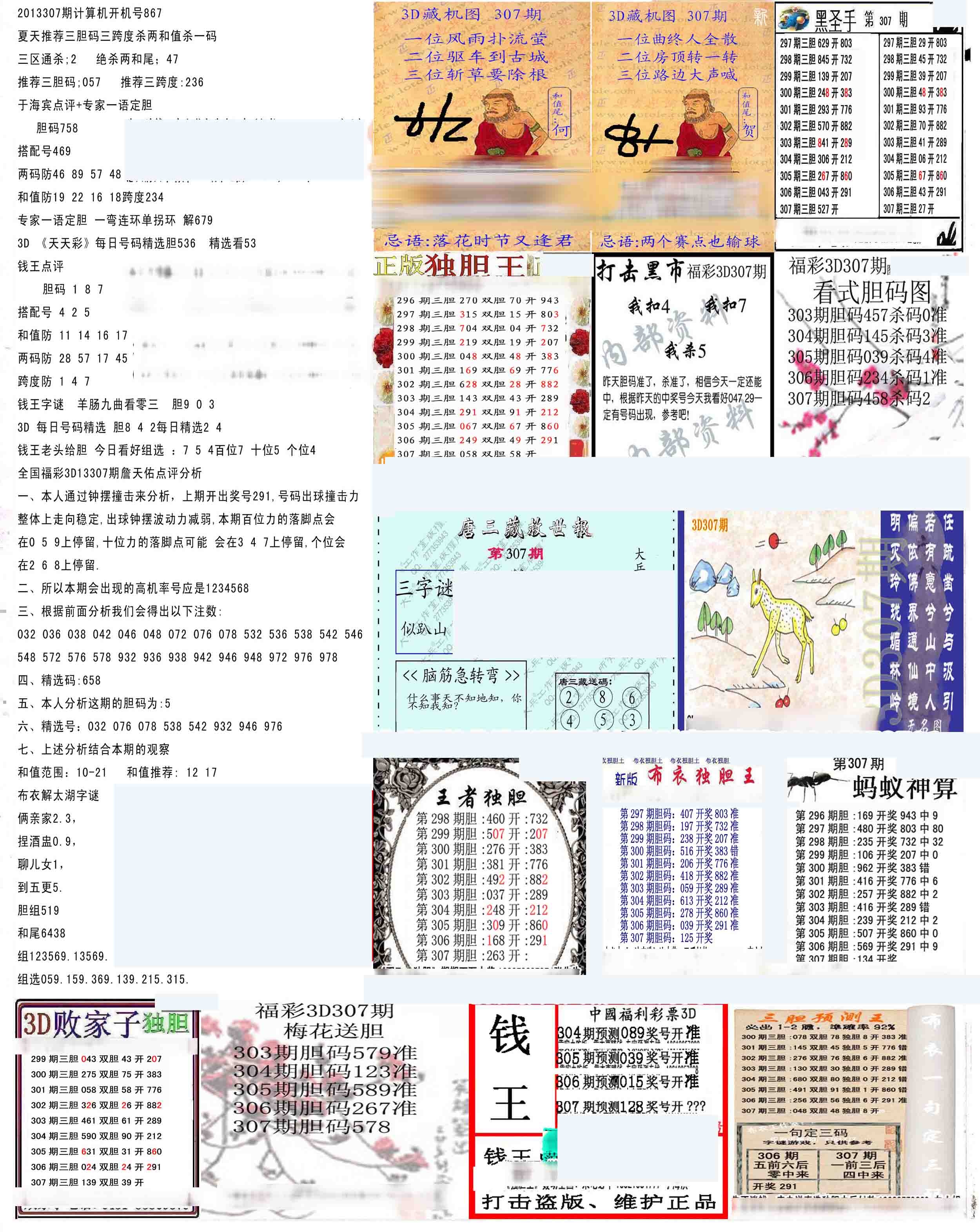 3d307期鬼六布衣胆王图