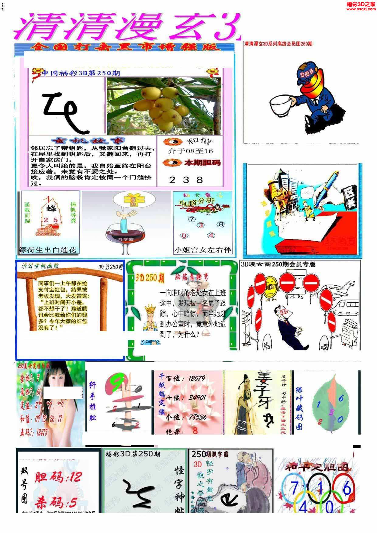 福彩3d图谜汇总 3d16250期清清漫玄图         3d16250期东北王图谜