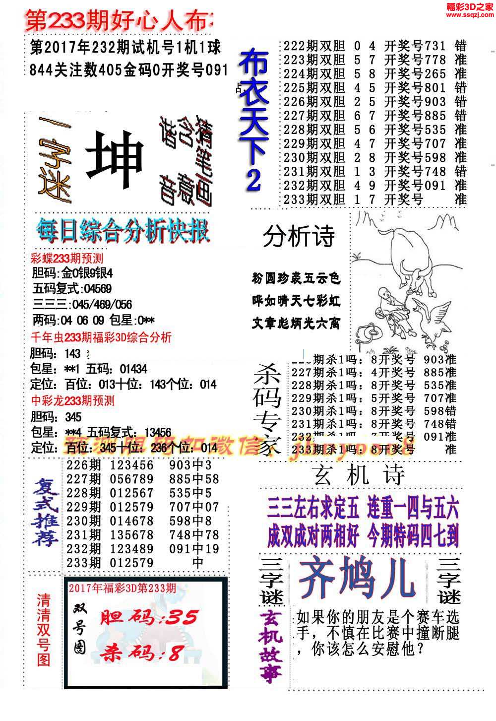 3d17233期好心人布衣天下12