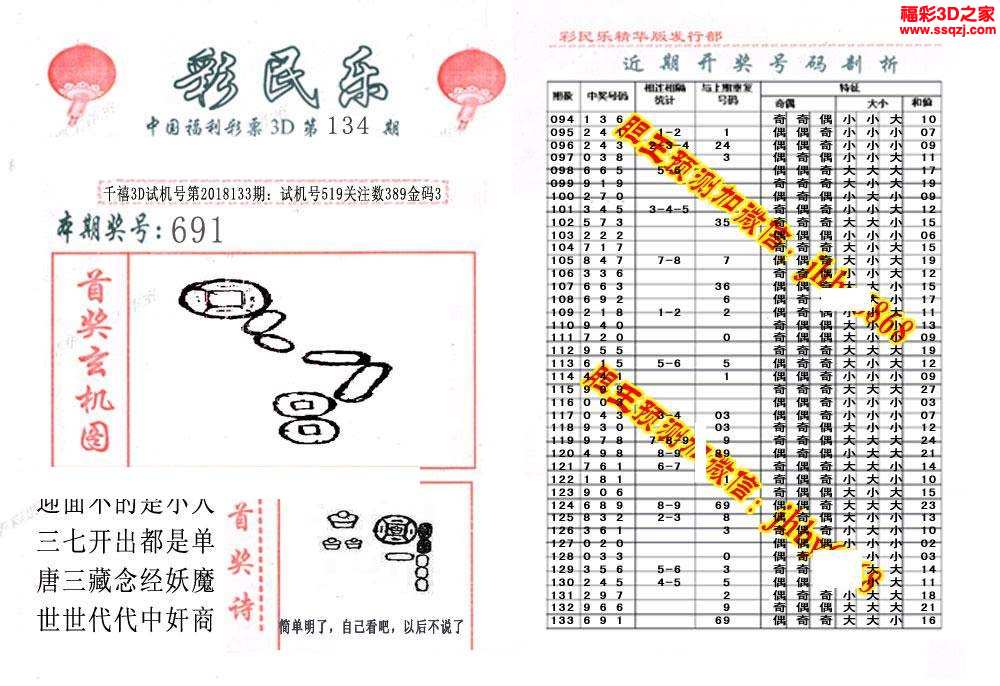 3d18134期彩民乐精华版_福彩3d图谜汇总_3d之家