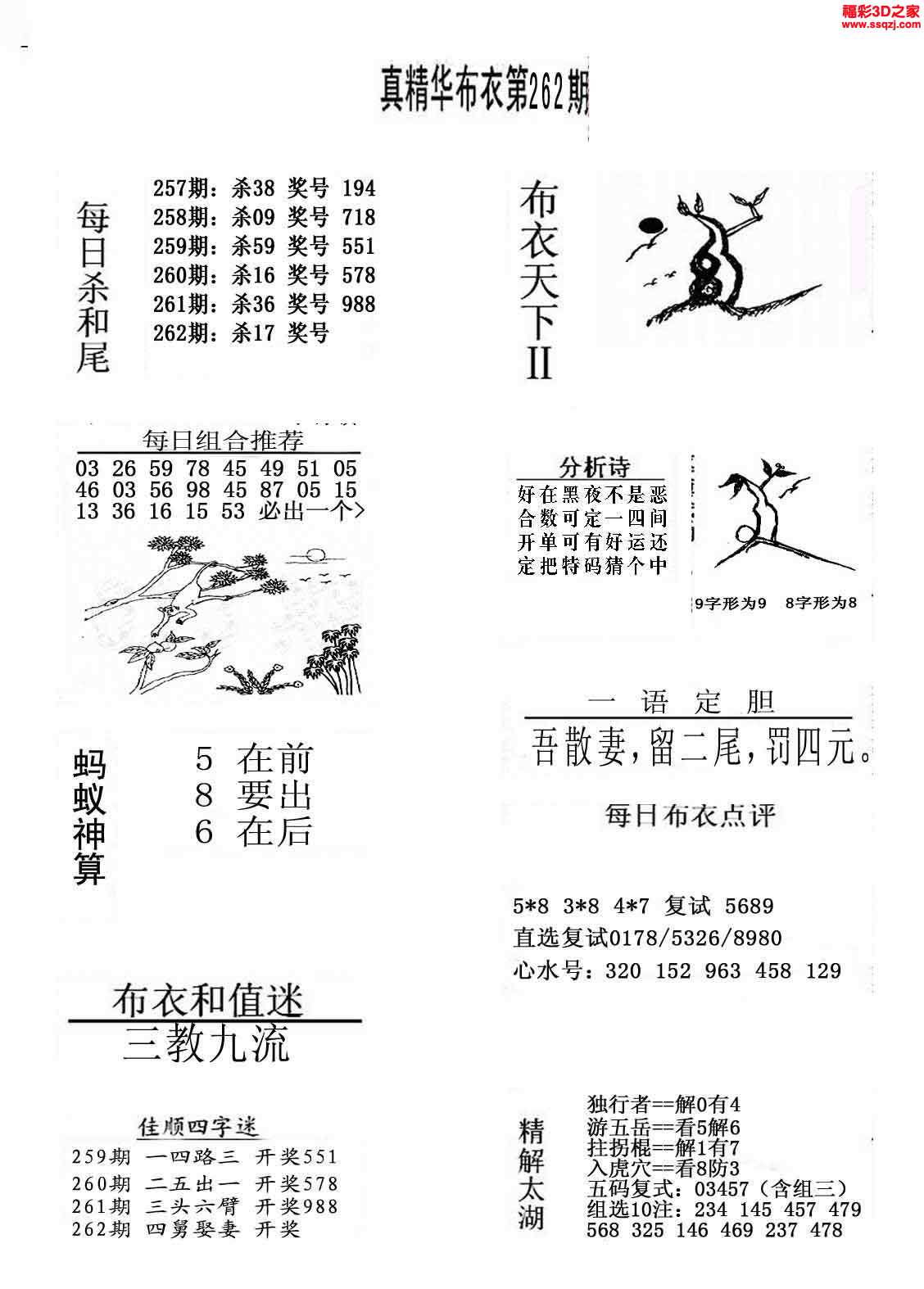 3d262期真精华布衣天下123456