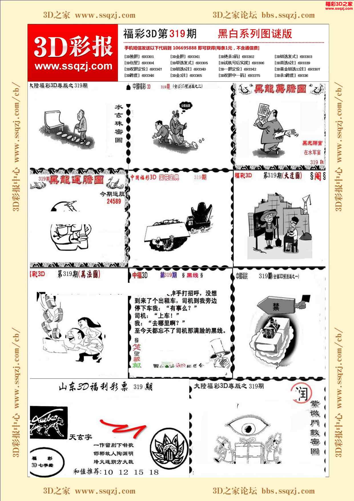 3d319期黑白系列图谜版