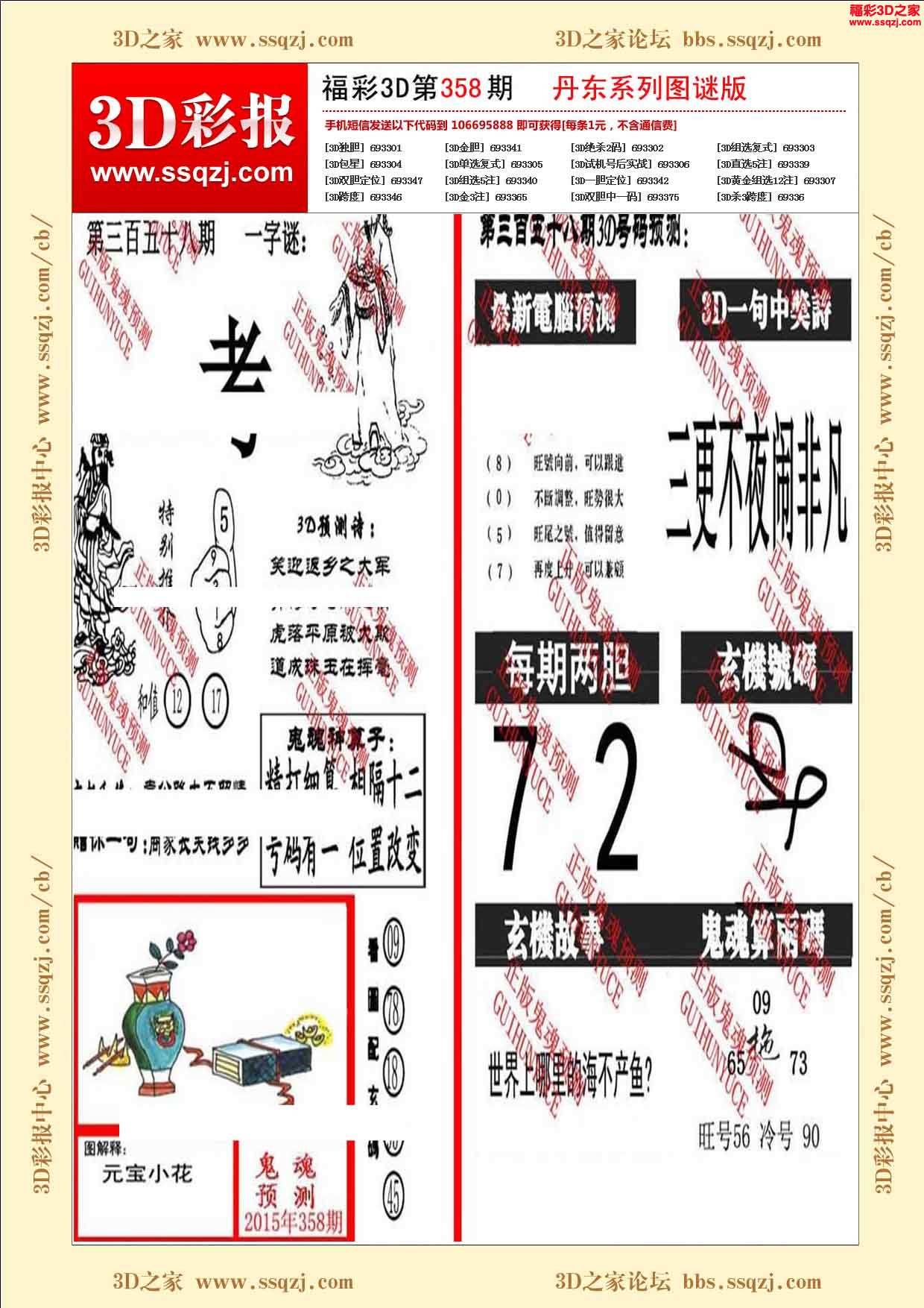 3d15358期丹东鬼魂图谜版