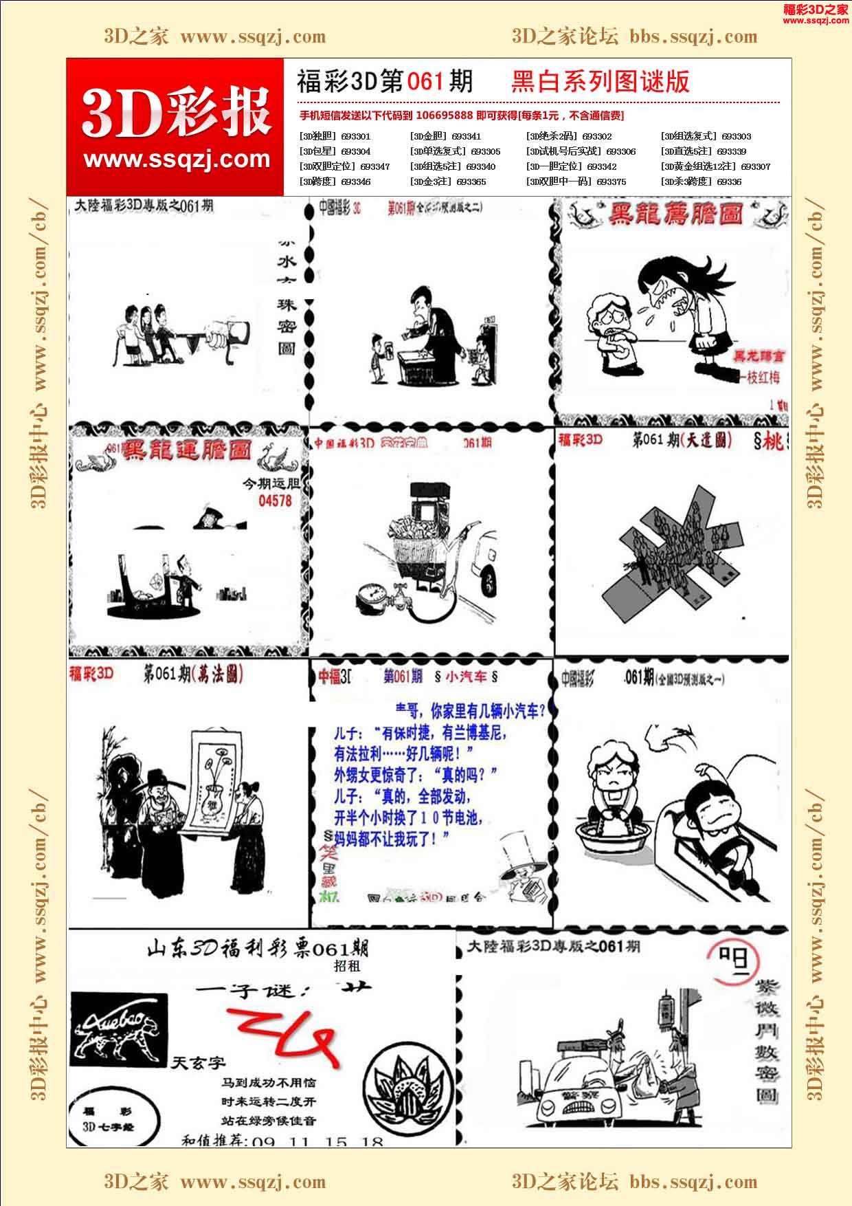 3d16061期黑白系列图谜版