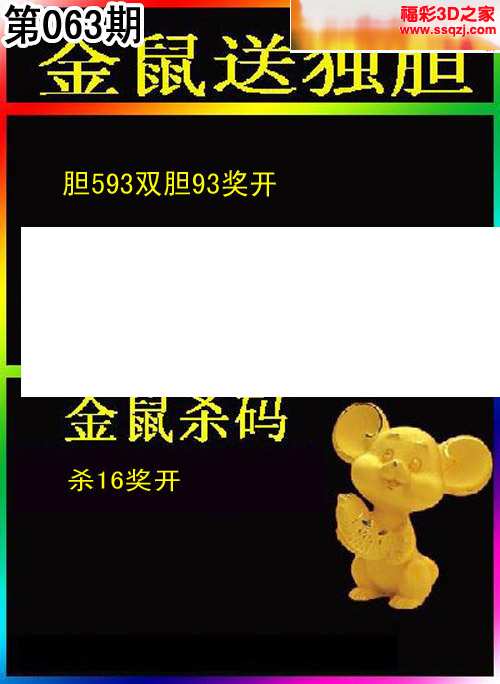 3d16063期金鼠送独胆