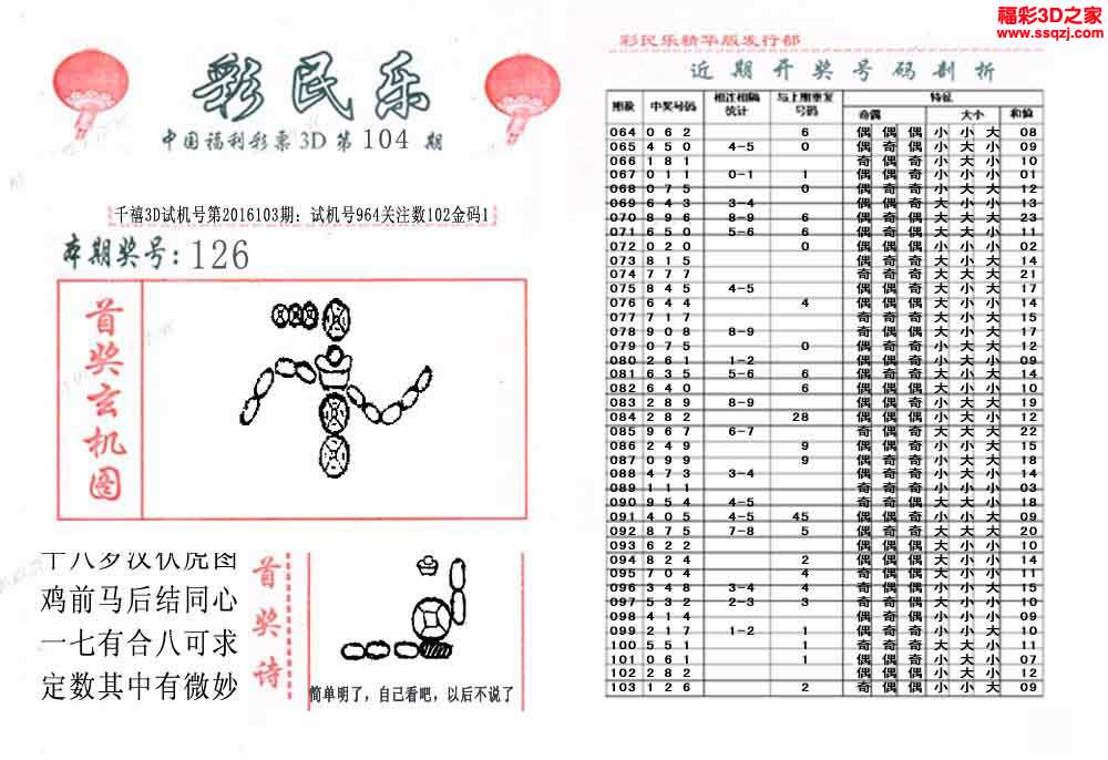 3d图谜 福彩3d图谜汇总 3d16104期彩民乐精华版         3d16104期