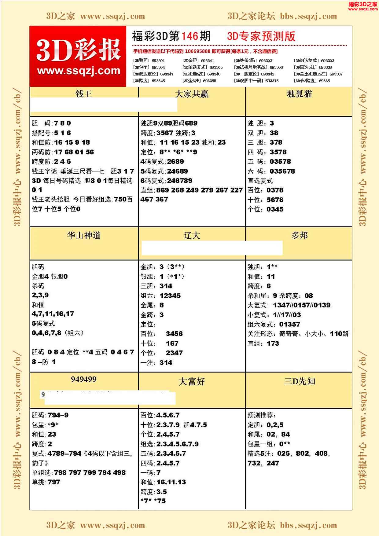 3d彩报 3d16146期福彩3d专家预测版         3d16146期5188系列图谜版