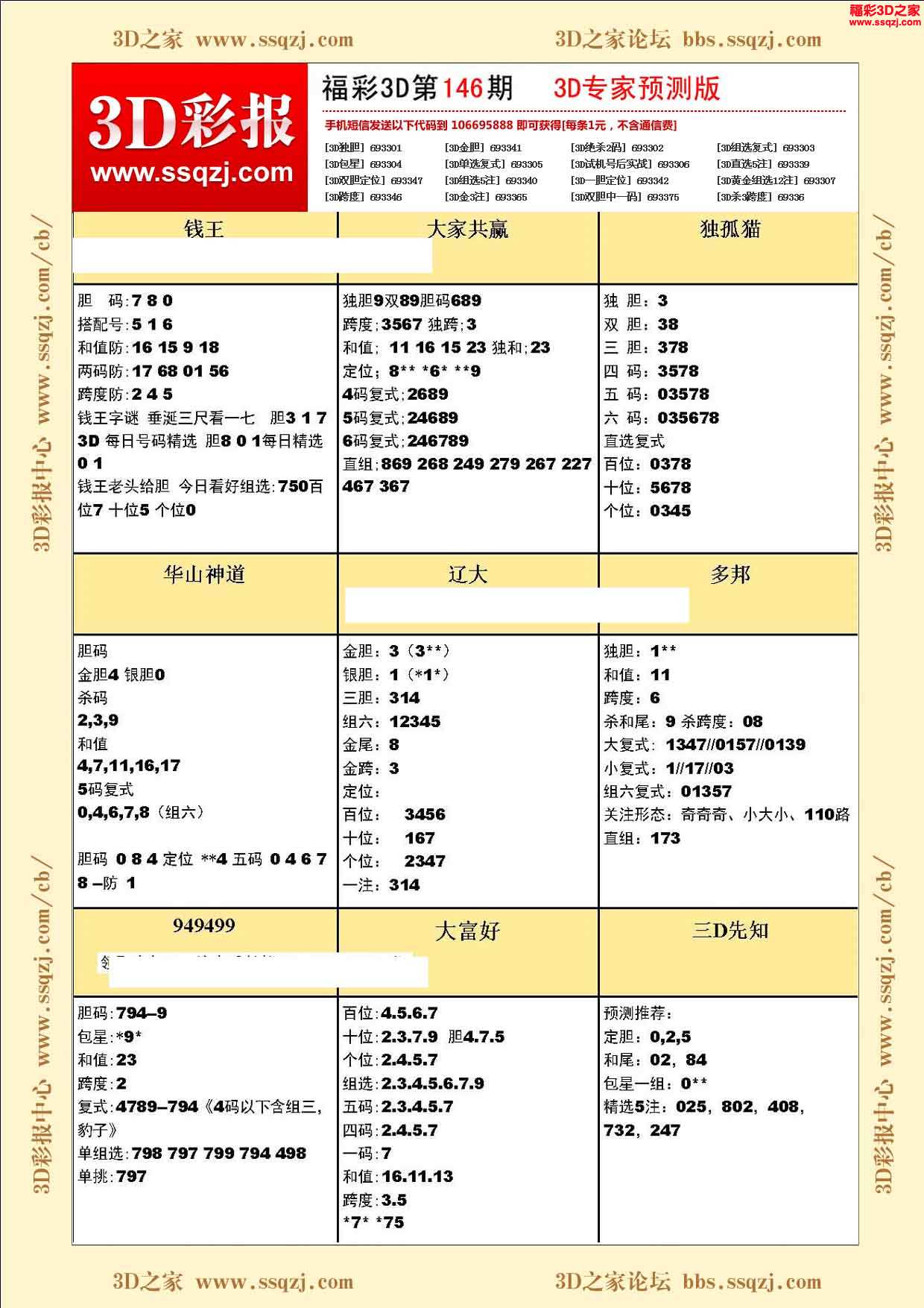 3d彩報 3d16146期福彩3d專家預測版 3d16146期5188系列圖謎版
