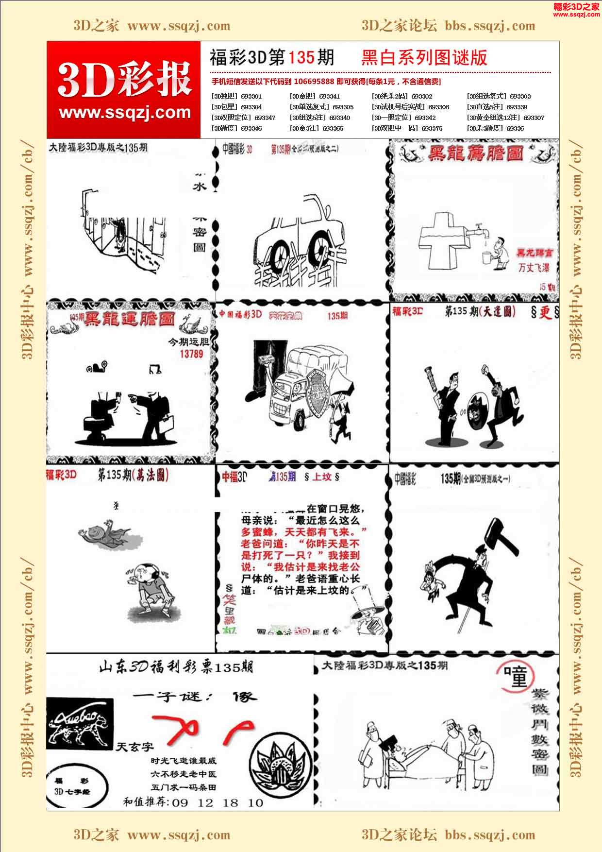3d16135期黑白系列图谜版