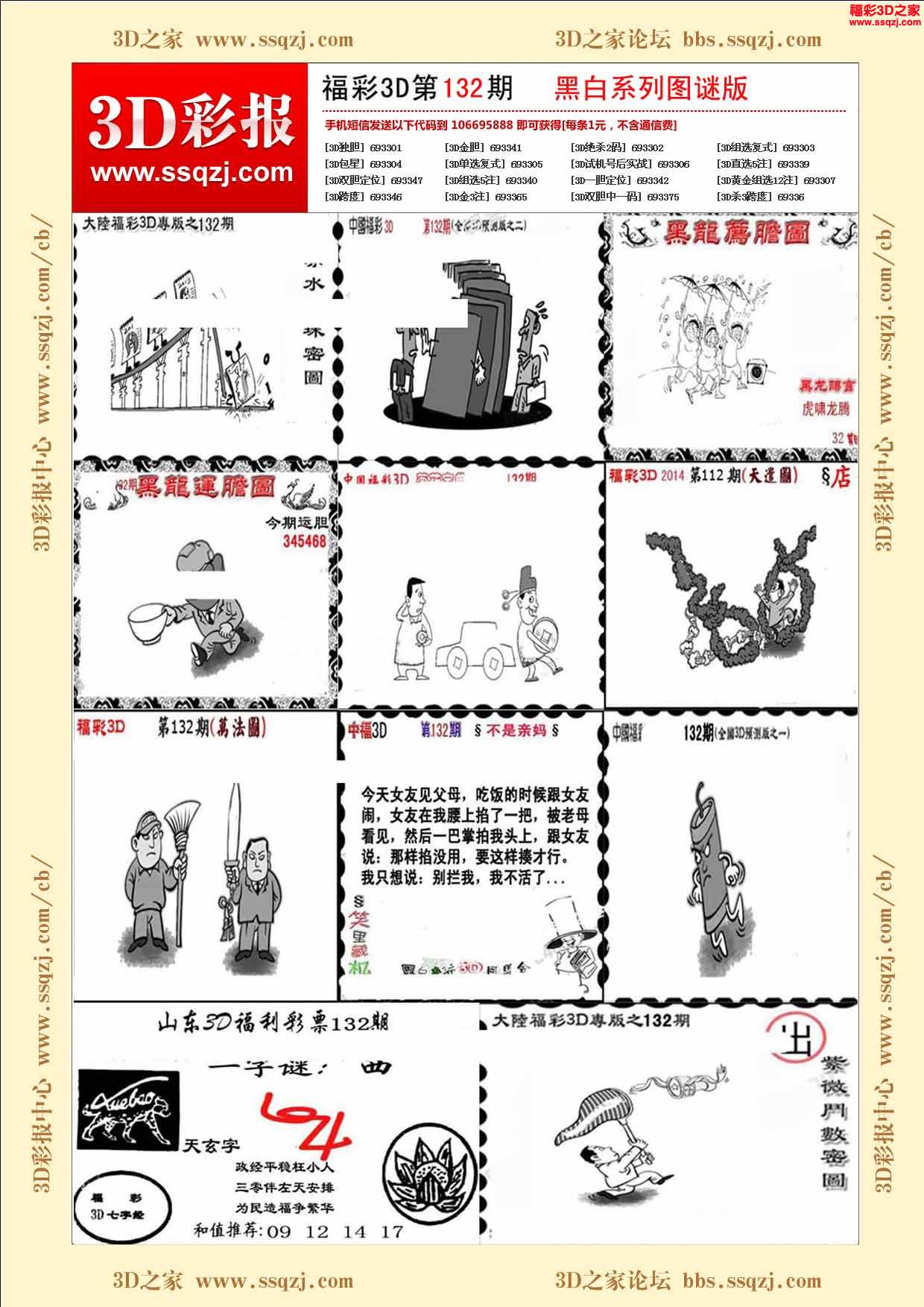 3d16132期黑白系列图谜版