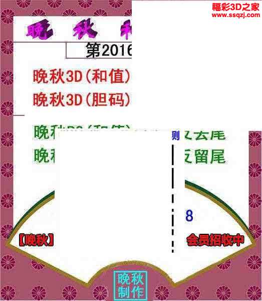 3d16199期3d晚秋和值