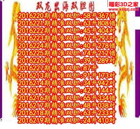 3d16227期双龙出海双胆 中9_3d胆码图_3d之家