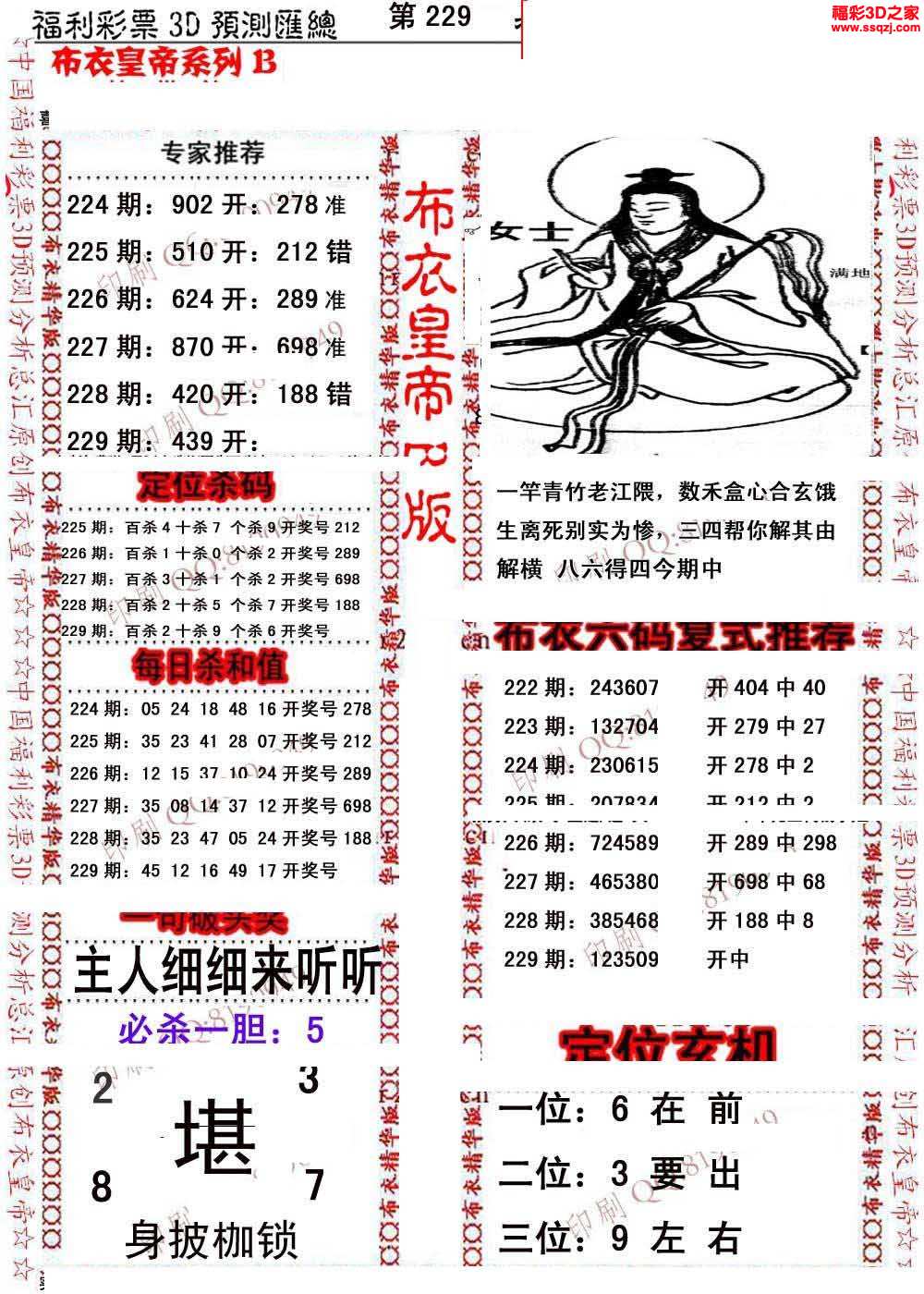 3d16229期布衣皇帝ab版