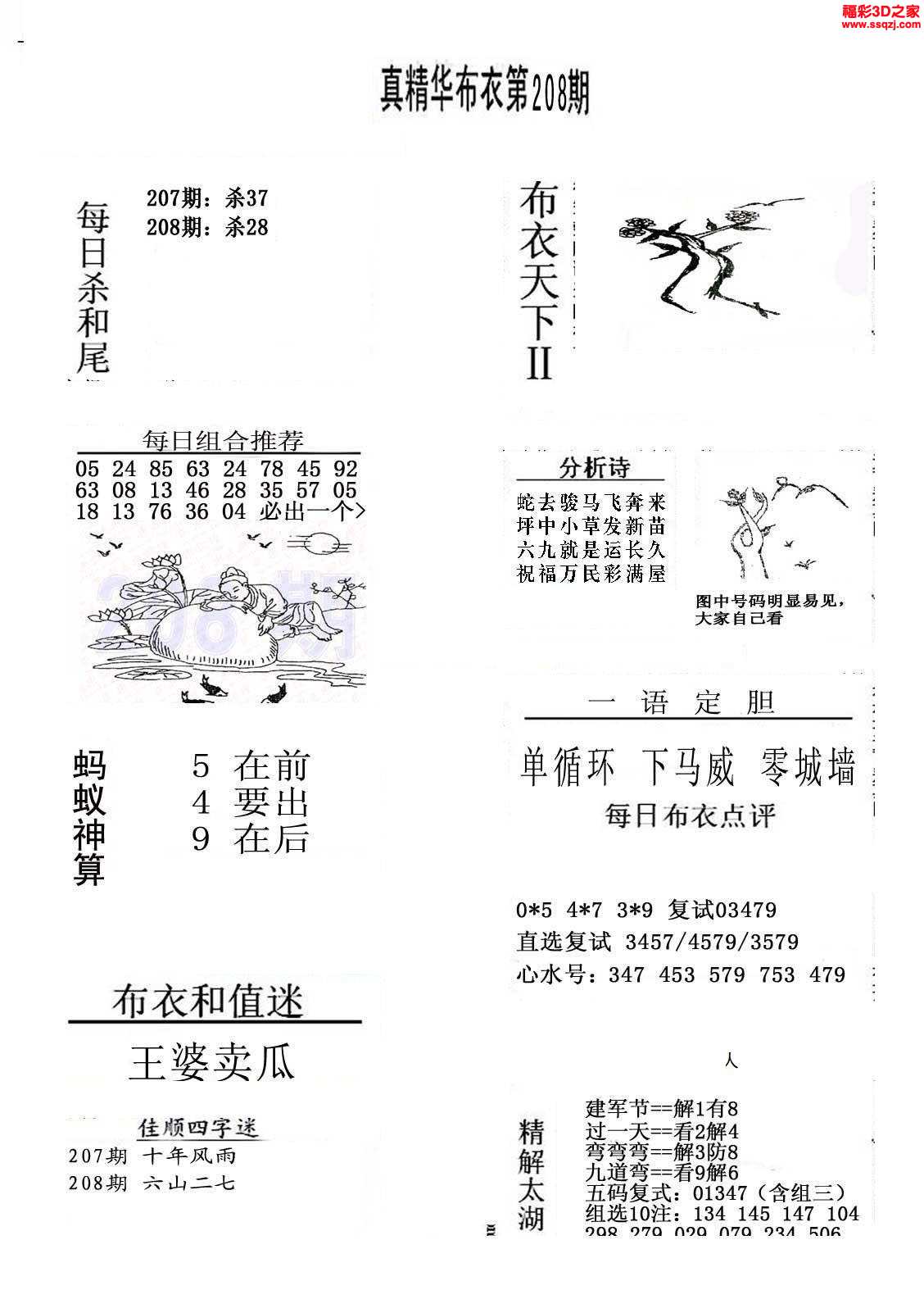 3d16208期真精华布衣天下123456