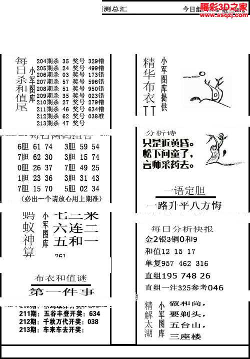 3d16213期精华布衣天下12345