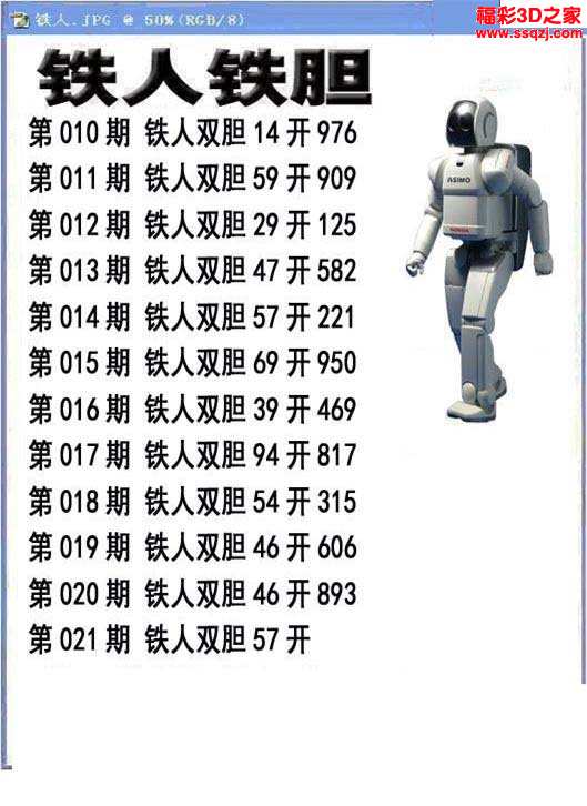 3d17021期铁人双胆