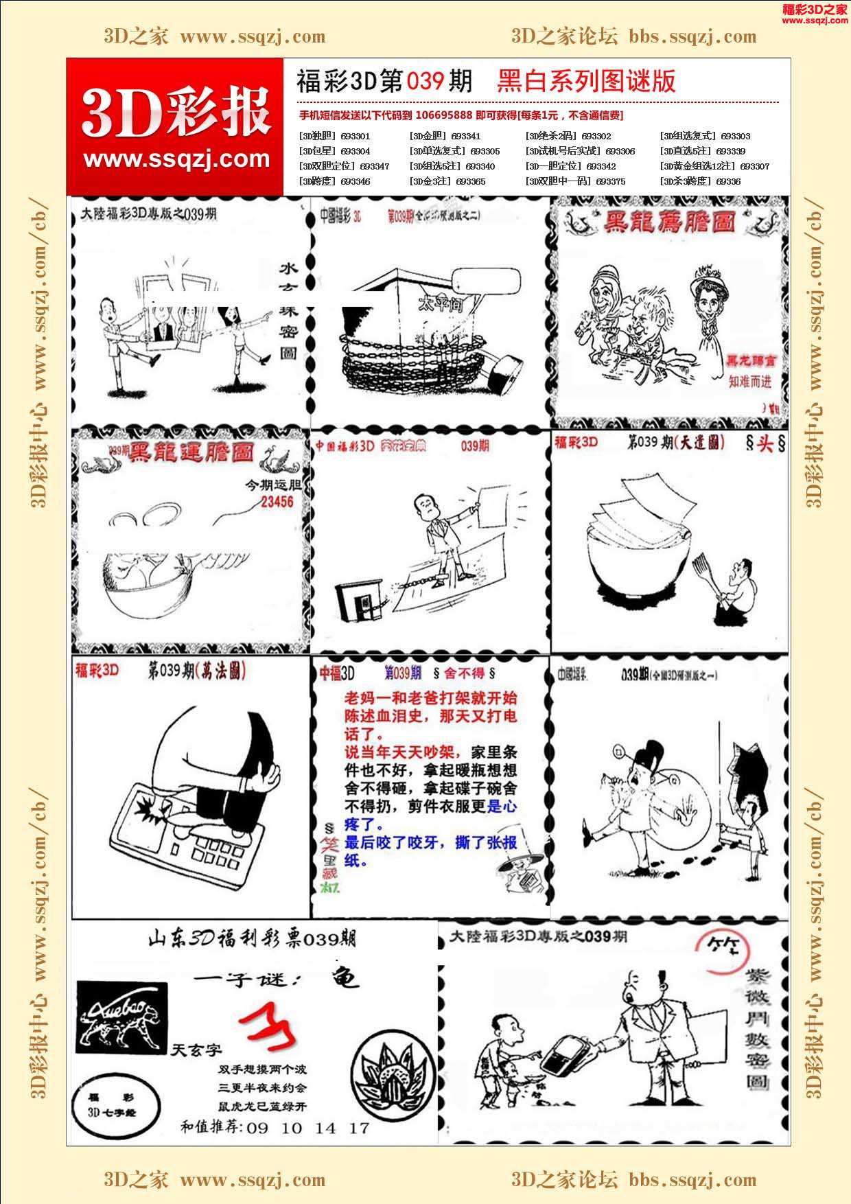 3d17039期黑白系列图谜版