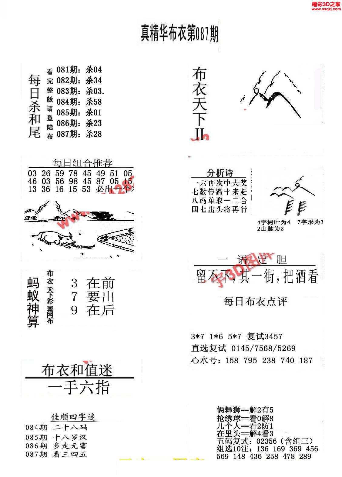 3d17087期真精华布衣天下123456