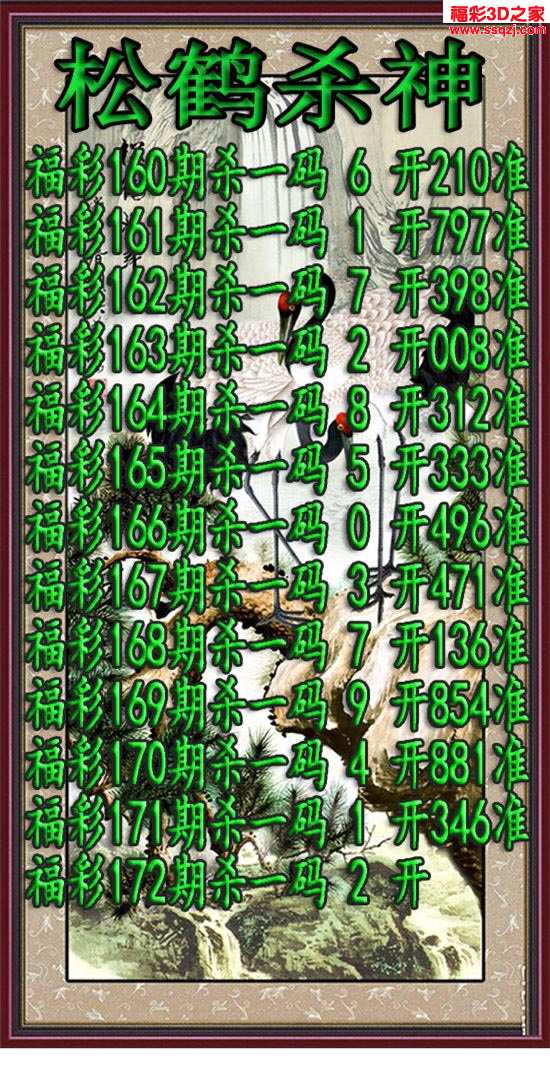 3d17172期紫竹杀码 7连准