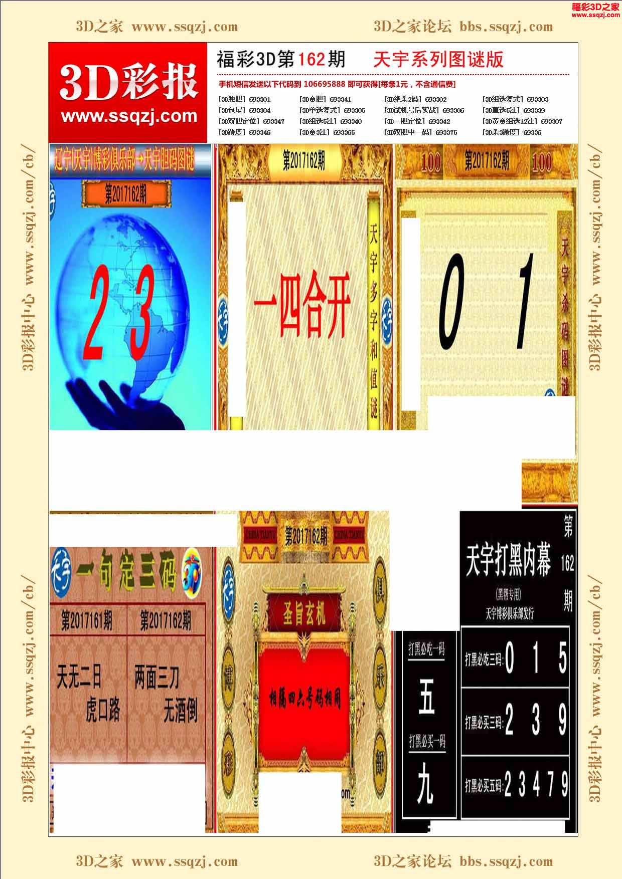 3d17162期天宇系列图谜版