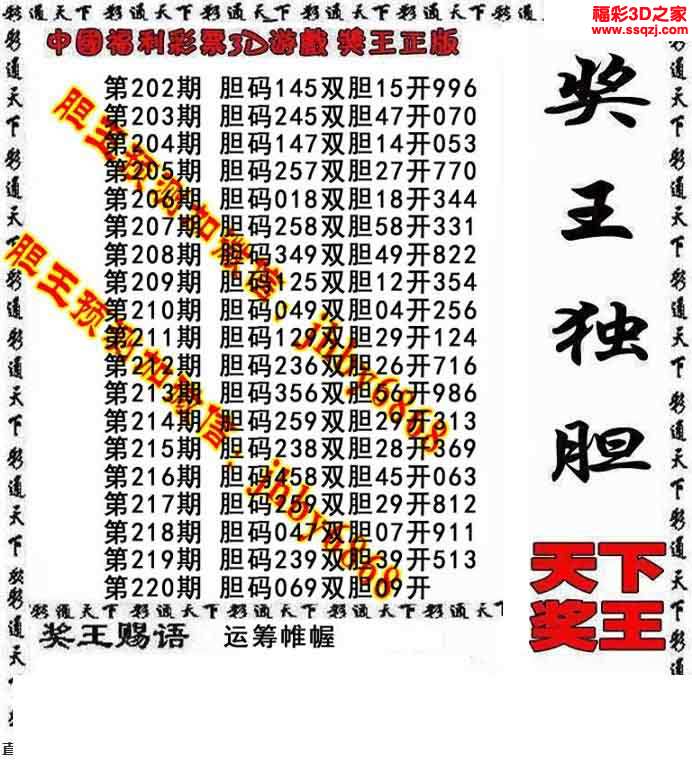 3d17220期天下神胆 中3