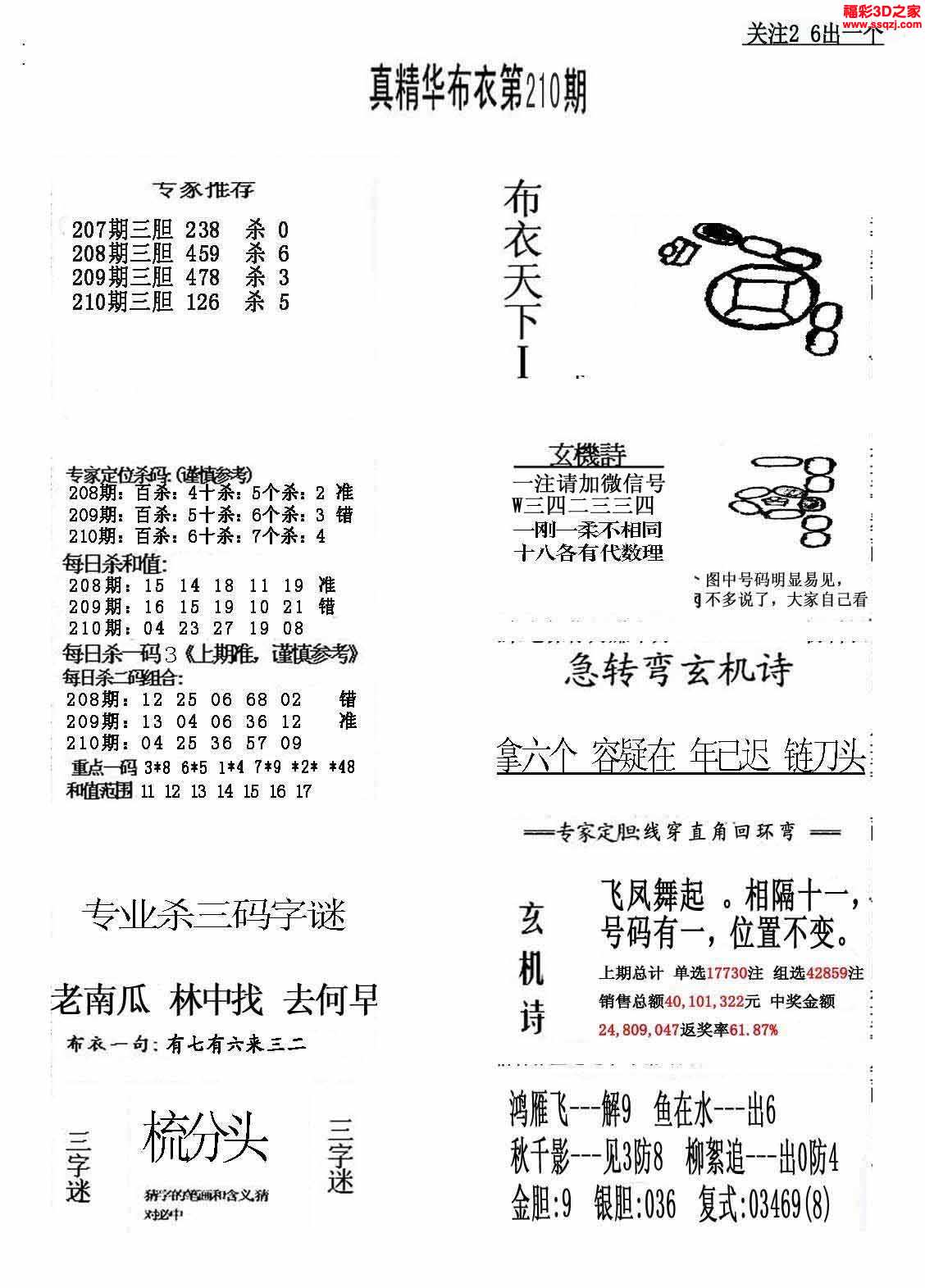 3d17210期真精华布衣天下123456