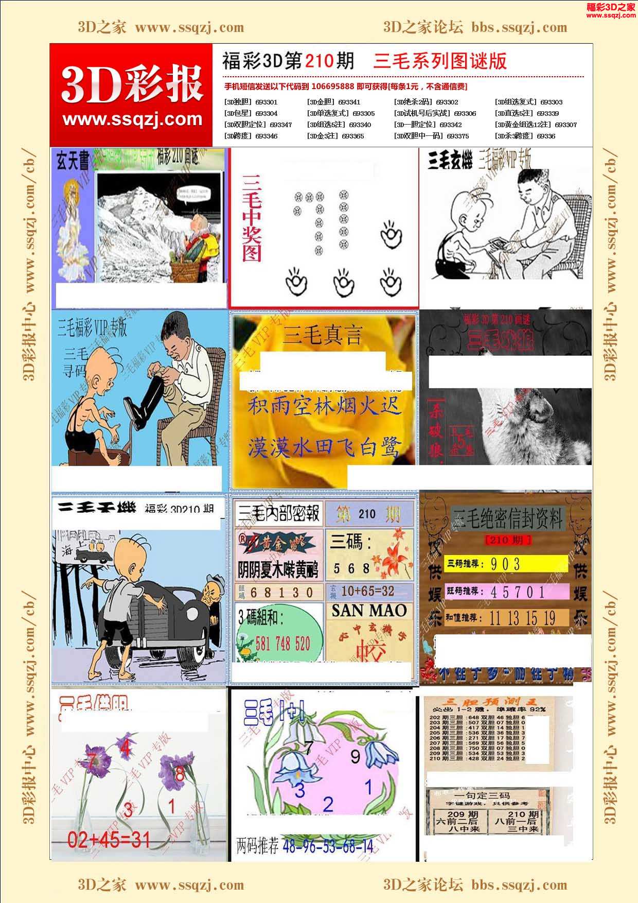 3d17210期三毛系列图谜版