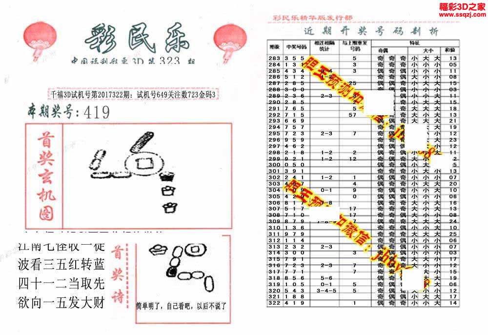 3d17323期彩民乐精华版