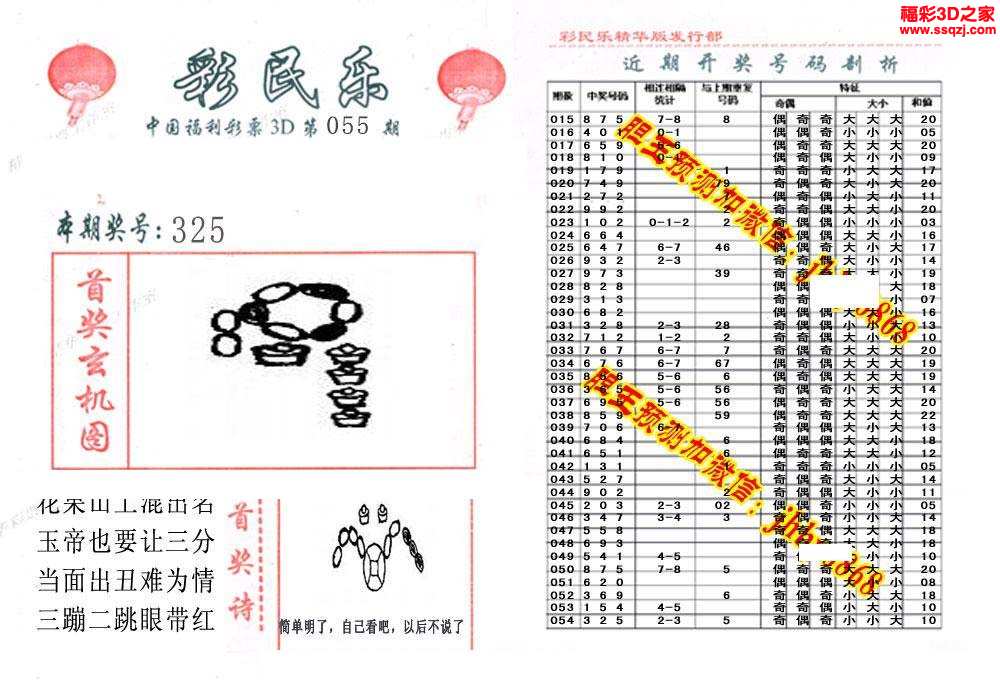 福彩3d圖謎彙總 3d18055期彩民樂精華版 3d18055期香港彩報ab