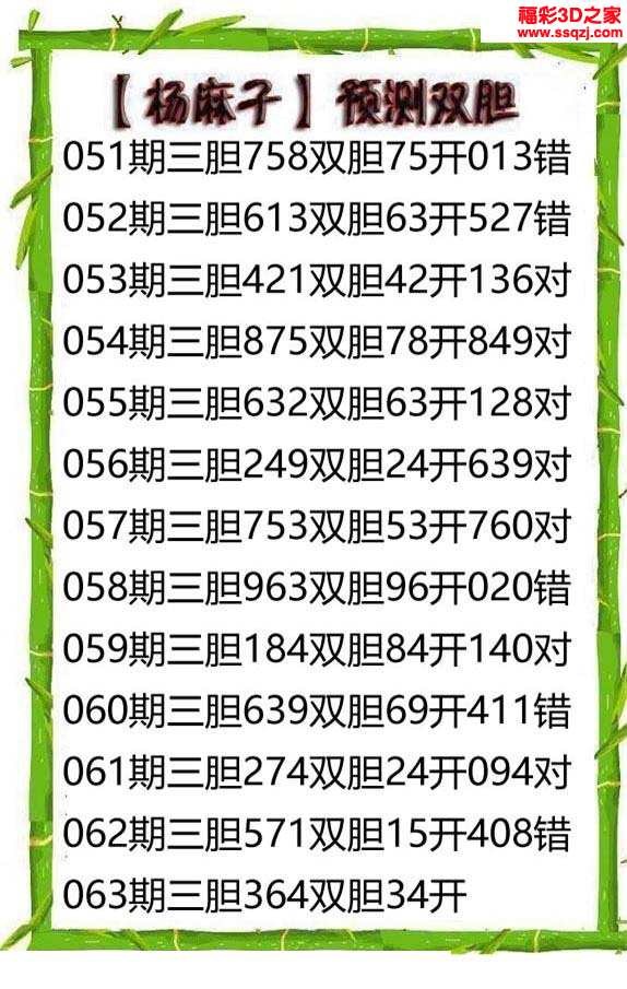 3d19063期杨麻子双胆