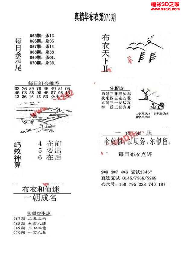 3d19070期真精华布衣天下123456