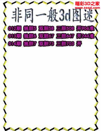 3d2021014期非同一般独胆独胆 连中_3d胆码图_3d之家