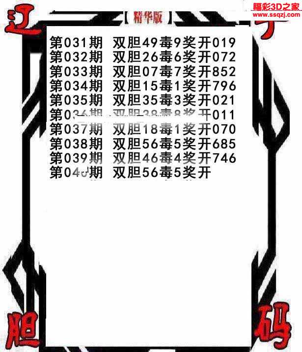 3d2021040期辽宁独胆王 中4