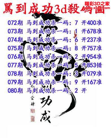 3d图谜 3d杀码图 3d2021080期马到成功杀码图 连准        3d2021080