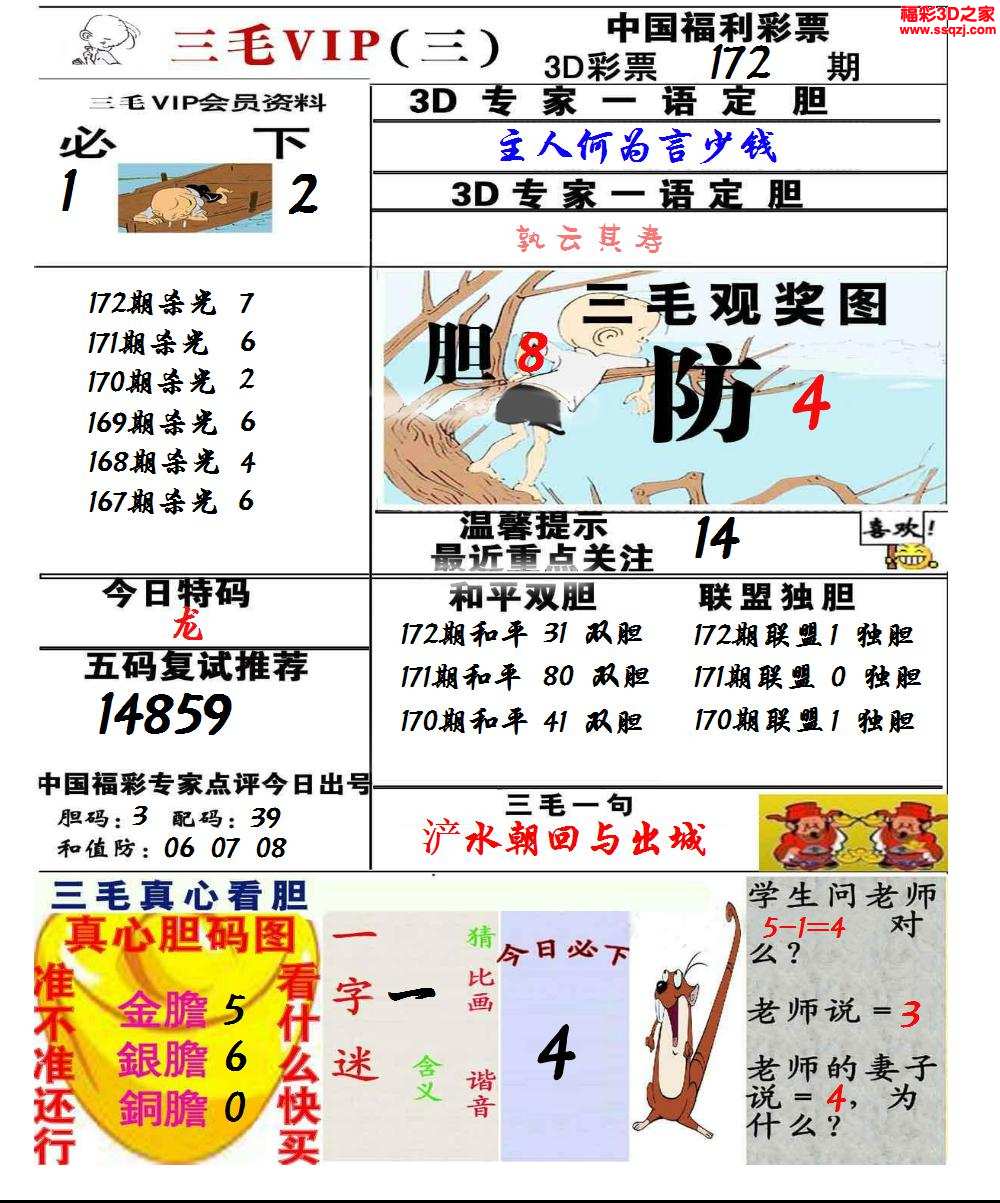 3d2021172期三毛图库第三版