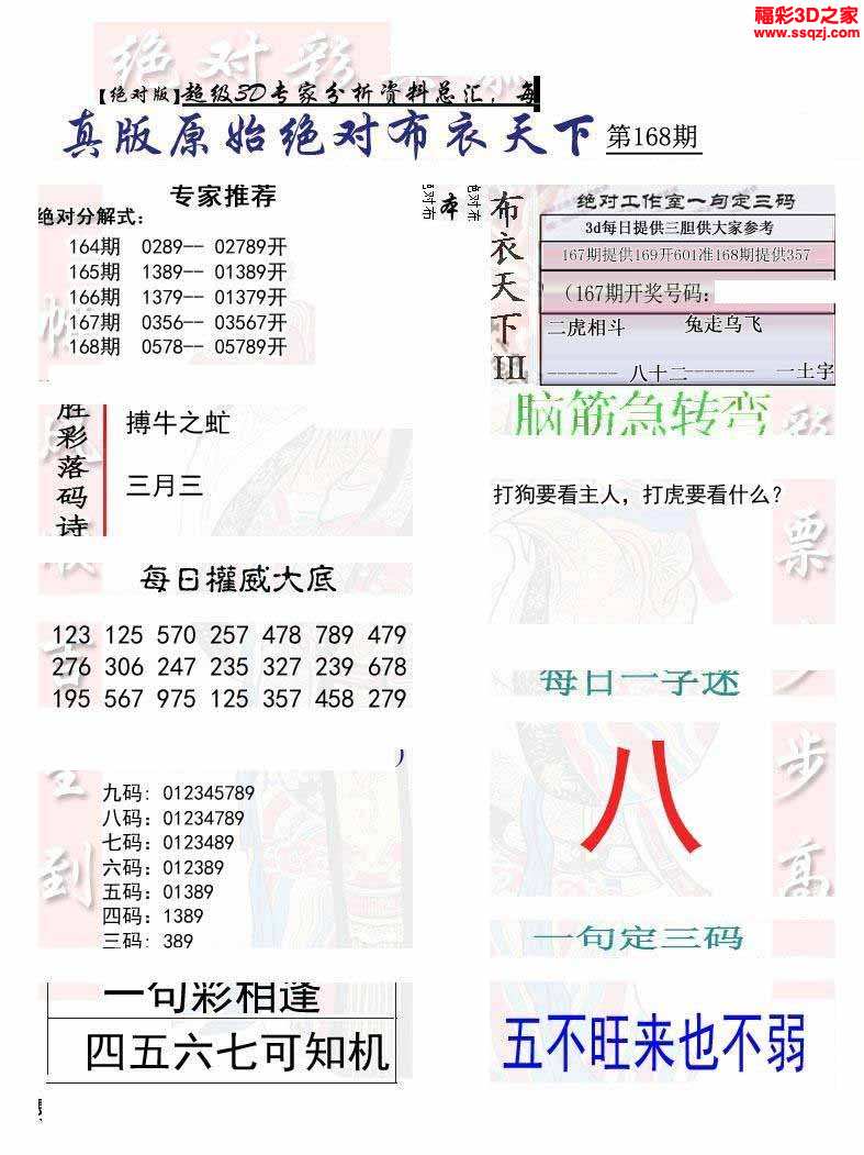 3d2021168期原始绝对布衣1234