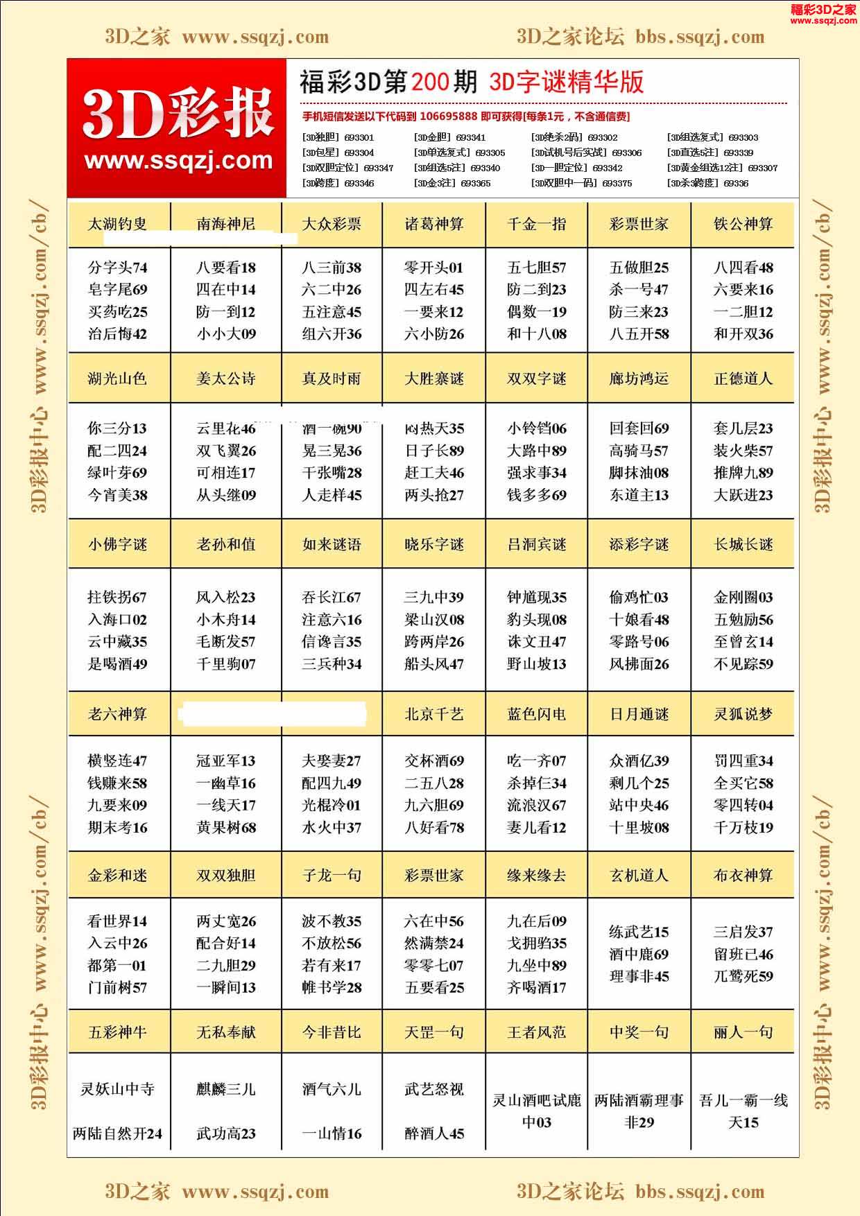 3d2021200期福彩3d字謎精華版