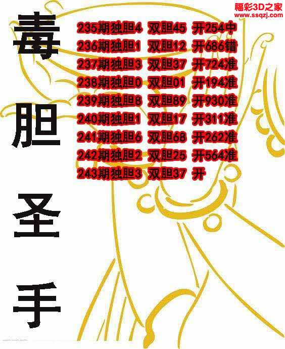 3d2021243期毒胆圣手 6连中