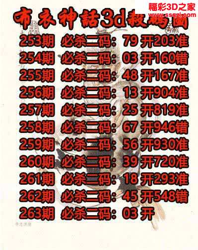 3d2021263期布衣神话杀码