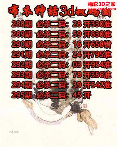 3d2021295期布衣神话杀码4连准