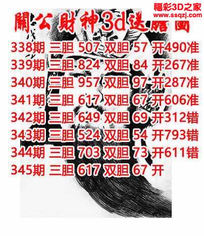 3d2021345期关公财神双胆三胆