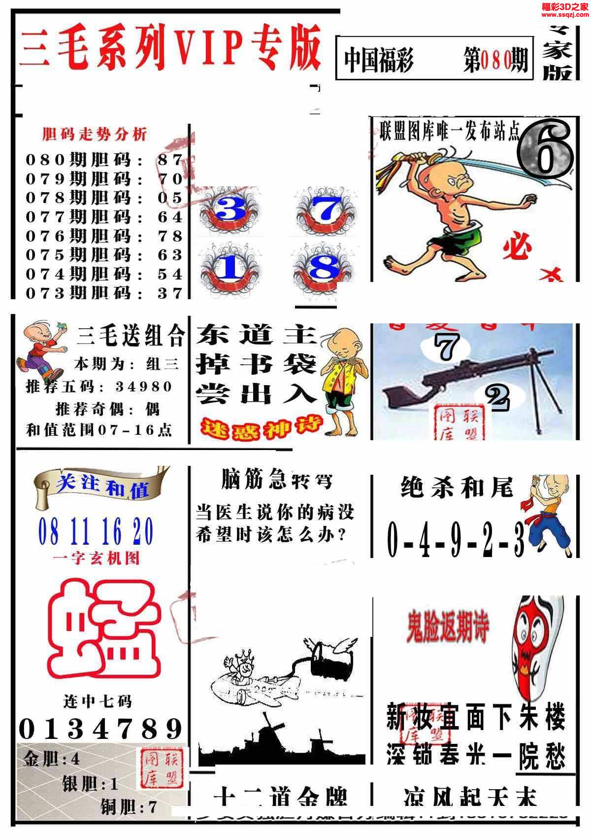 3d2022080期三毛图谜专家版