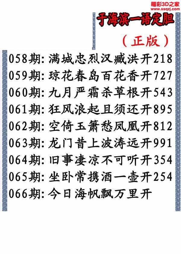 上一篇:3d2022066期牛魔王一句定三码下一篇:没有了3d胆码图3d2022066